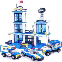 Exercise N Play 736 Pieces City Police Station Building Kit, Police Car Toy, City Police Blocks Sets with Cop Car & Patrol Vehicles Gift for Boys Girls 6-12