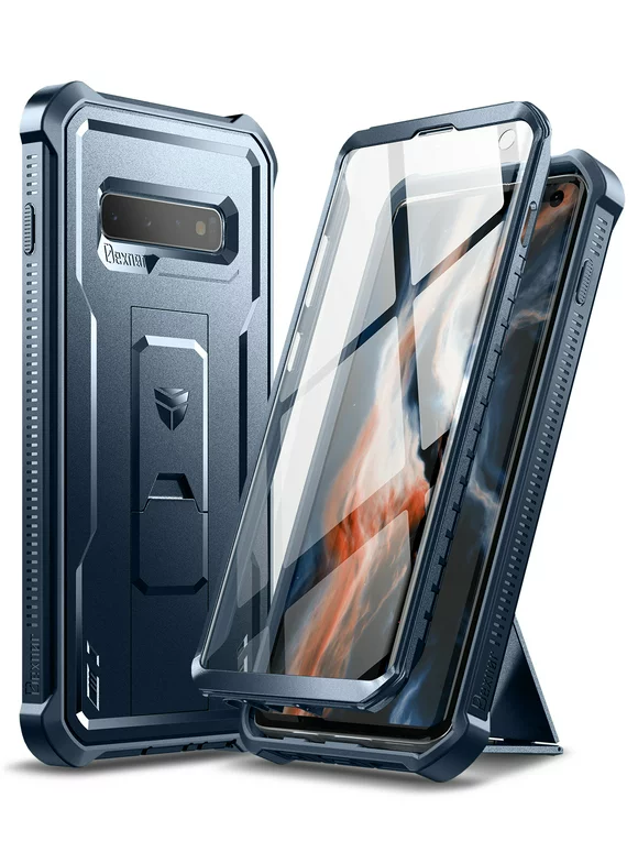 Dexnor for Samsung Galaxy S10 Case, [Built in Screen Protector and Kickstand] Heavy Duty Military Grade Protection Shockproof Protective Cover for Samsung Galaxy S10 Blue