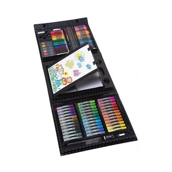 Art 101 Beginner Doodle and Color Multifunctional Art Set with 150 Pieces and Pop-up Easel for Children