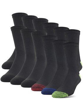 Gildan Men's Half Cushion Terry Foot Bed Mid-Crew Socks 12-Pack