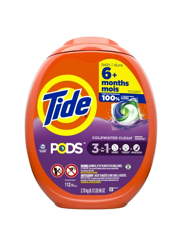 Tide Pods Laundry Detergents Soap Packs, Spring Meadow, 112 Ct