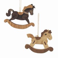 Wooden Rocking Horse Ornaments, 2 Assorted