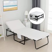Mecor Modern Metal Adjustable Folding Bed, Twin, White