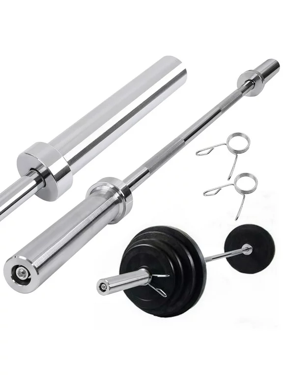 Sunvit Weight Bar,5Ft Olympic Barbell Bar,Straight Weightlifting Bar for Home Fitness Exercise Equipment,Silver
