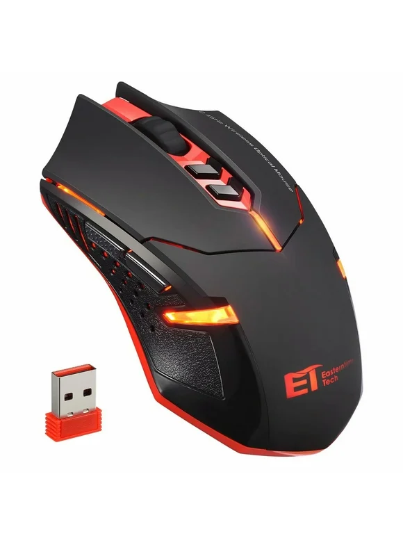 VicTsing 2400DPI Adjustable 2.4G Wireless Professional Gaming Mouse with Unique Silent Click,Breathing Backlit, for Notebook PC Laptop Computer (Blue/Red)