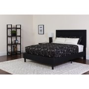 Flash Furniture Queen Size Panel Tufted Upholstered Platform Bed in Black Fabric