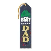 Pack of 6 Navy Blue "World's Best Dad Award" School Award Ribbon Bookmarks 8"