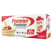 Plasset Premier Protein High Protein Shake, Yogurt Drinks Multivitamins Strawberry Cream 11 fl. Ct.. 12 Pk