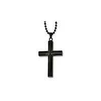 Mens Chisel Black Plated Stainless Steel Cross Pendant Necklace with Chain