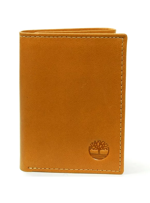 Timberland Men's Leather Wallet Double Billfold Section ID Card Window Trifold
