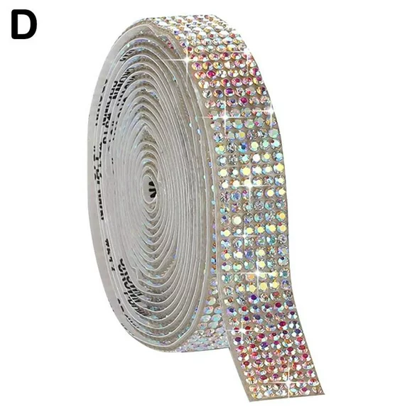 GXFCAI 2 Rolls Self Adhesive Rhinestone Ribbon, AB Diamond Bling Crystal Sparkling Ribbon Craft Wrap Small Roll Silver St A1X0