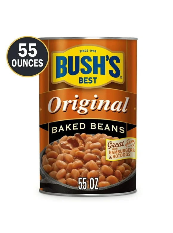 Bush's Original Baked Beans Seasoned with Bacon & Brown Sugar, Canned Beans, 55 oz