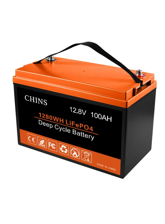 CHINS 12V 100AH LiFePO4 Lithium Iron Battery 100A BMS for RV