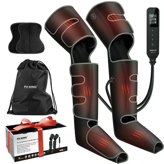 FIT KING Upgraded Full Leg Massager with Heat, Air Compression Massager Machine for Foot Calf & Thigh Muscle Relaxation and Recovery FSA/HSA Eligible