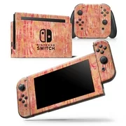 Orange Watercolor Woodgrain - Skin Wrap Decal Compatible with the Nintendo Switch Console + Dock + JoyCons Bundle