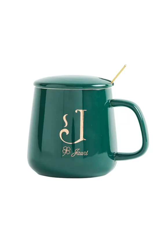 xiuh letter ceramic mug couple coffee cup gift set mug creative milk mug water cup green j