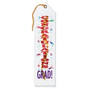 Pack of 6 White and Red "Congratulations Grad" Graduation Award Ribbon Bookmarks 8"