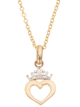 Disney Princess 10kt Yellow Gold Heart Crown Pendant, 18