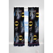Batman Kids Bedroom Microfiber Window Curtain Set, 2 Panels, 63" Length, Black