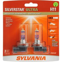 Sylvania H11 SilverStar Ultra Halogen Headlight Bulb, Pack of 2.