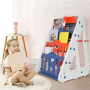 {Baby}Kids Easel Play Station With Bookshelf ,Back Toyshelf,Drawing Board And Chair