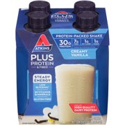 Atkins PLUS Protein & Fiber Shake, Creamy Vanilla, Keto Friendly, 11 oz., 4 Count