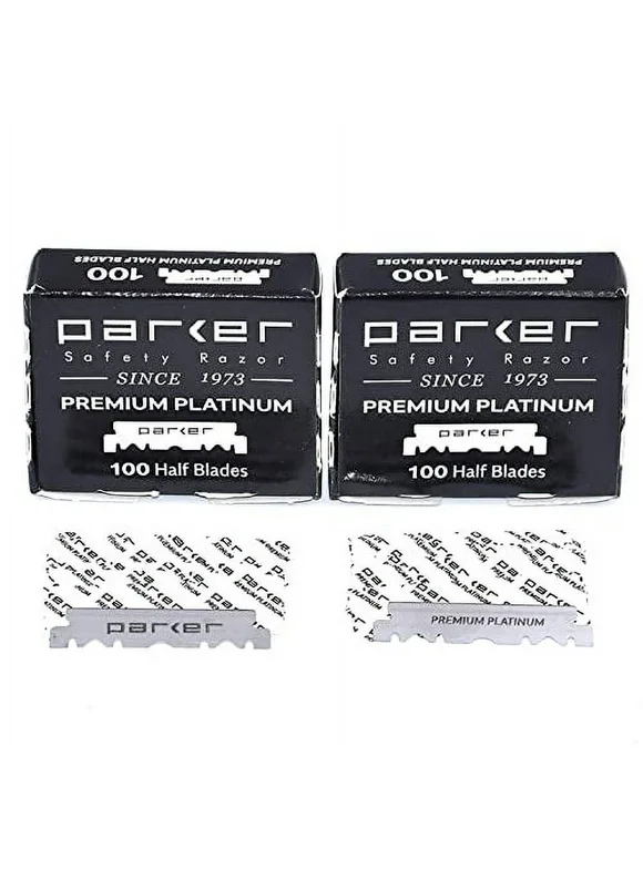 Parker Premium Platinum 1/2 Blades, 200 Count **, For Professional Barber Razors, Shavette Razors and Disposable Blade Straight Razors that accept Half of a Double Edge Razor Blade