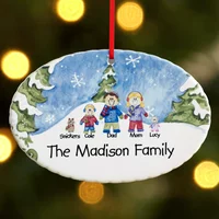 Personalized Winter Family Characters Christmas Ornament