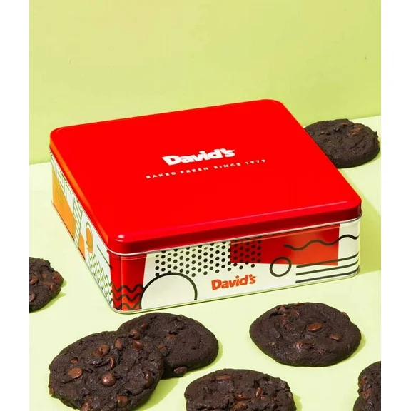 From You Flowers - Double Chocolate Chunk Cookies Tin - 1lb for Birthday, Anniversary, Get Well, Congratulations, Thank You