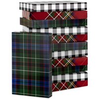 Hallmark Plaid Shirt Box Bundle (12 Boxes, 3 Designs) Blue, Green, Red Plaid, Black Buffalo Check for Christmas, Hanukkah, Birthdays, Father's Day