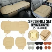 1Rear + 2Front Car Universal Seat Cover Protector Pad Chair Cushion Bamboo Breathable PU Leather Auto Chair Cushion for Cars SUV Pick-up Truck Universal Fit Set Auto Interior Accessories