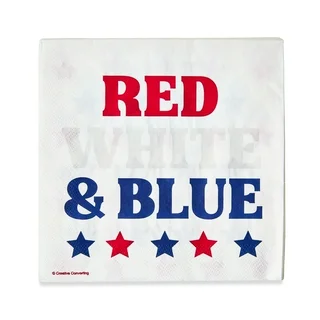 Patriotic Red, White & Blue 6.5" Paper Napkins with Matching Stars, 16 Count, by Way To Celebrate