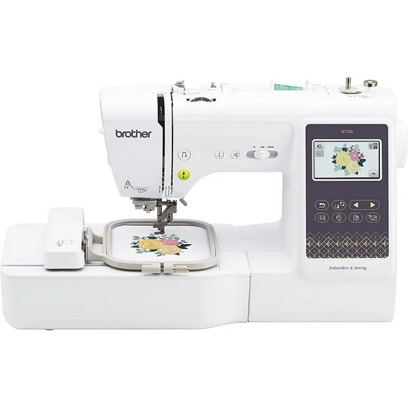 Brother SE700 Sewing and Embroidery Machine, Wireless LAN Connected, 135 Built-in Designs, 103 Built-in Stitches, Computerized, 4" x 4" Hoop Area, 3.7" Touchscreen Display, 8 Included Feet