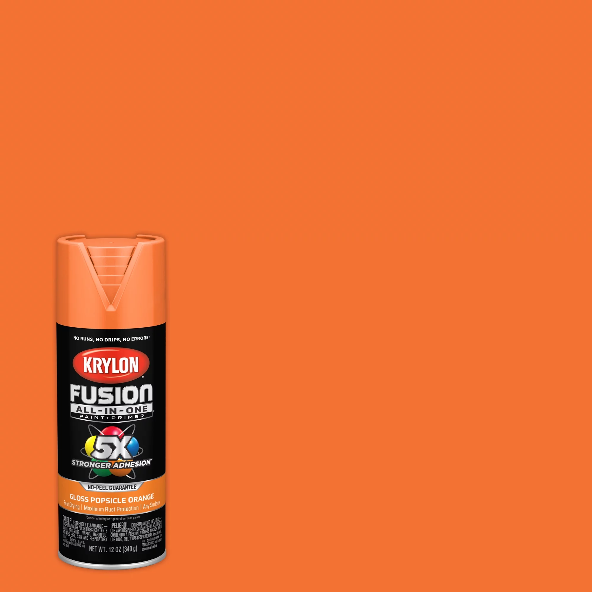 Krylon Fusion All-In-One Spray Paint, Gloss, Popsicle Orange, 12 oz.
