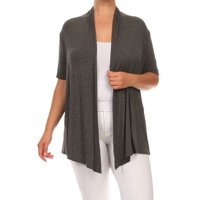 Women's Plus Size Open Front Solid Cardigan