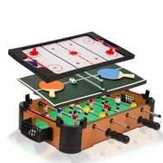 Point Games 3 in 1 Small Multi Game Set, Foosball, Air Hockey, Table Tennis - Portable Mini Arcade Table for Easy Carry - Perfect Arcade Gift for Children - Recommended Age 3+