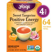 Yogi Tea, Black Tea Bags, Sweet Tangerine Positive Energy Tea, Supports Elevated Mood and Energy Levels, 16 Ct Tea Bags, Pack of 4
