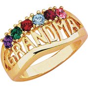Personalized "Grandma" Birthstone Silver-Tone or 14kt Gold-Tone Ring