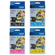 Brother Genuine LC-75 (LC75BK, LC75C, LC75M, LC75Y) High Yield Ink Cartridge 4-Color Set