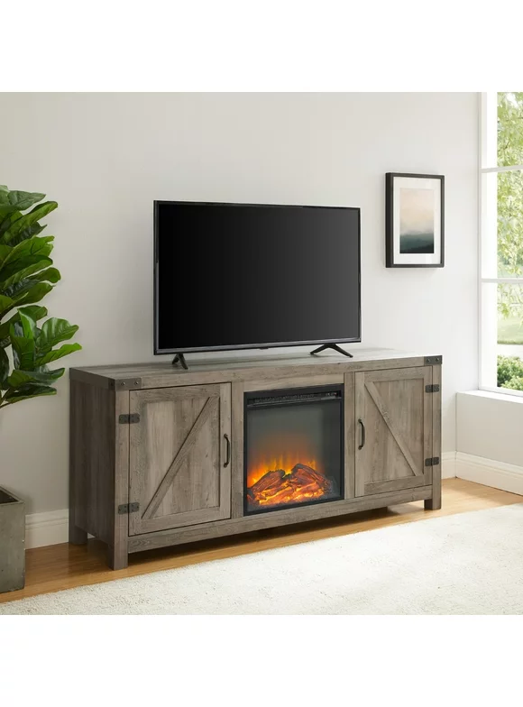 Woven Paths Modern Farmhouse Fireplace TV Stand for TVs up to 65", Grey Wash