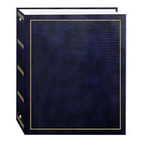 Pioneer Photo Albums 100 Magnetic Page 3-Ring Leatherette Photo Album, Navy Blue