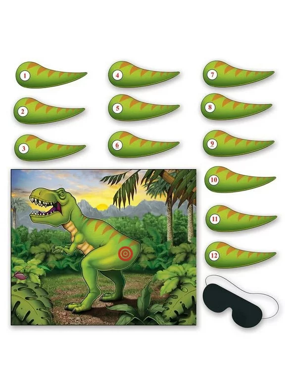 Beistle Pin The Tail On The Dinosaur Game, 18" x 21?", Multicolored
