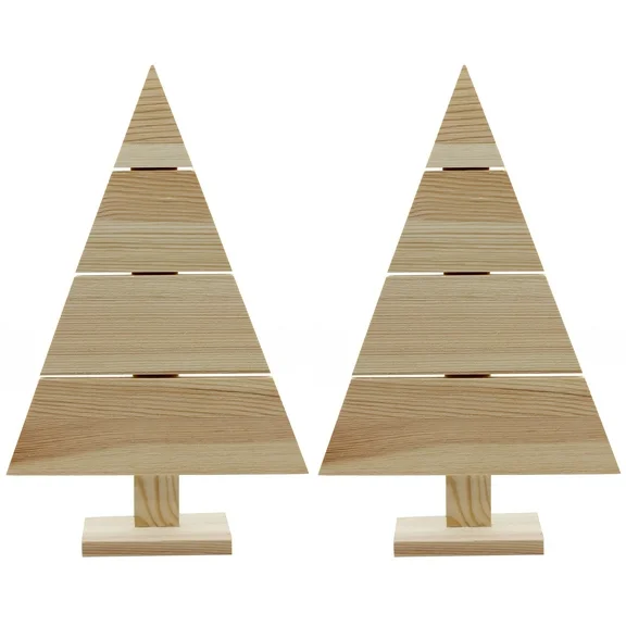 Creative Hobbies Standing Wood Pallet Christmas Tree, 14.5" x 9.5", Rustic Farmhouse Decoration, Craft Project | Pack of 2