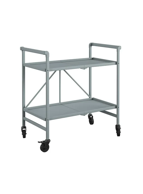 COSCO Outdoor Living(tm) Outdoor and Indoor Folding Serving Cart with Wheels and 2 Shelves, Gray