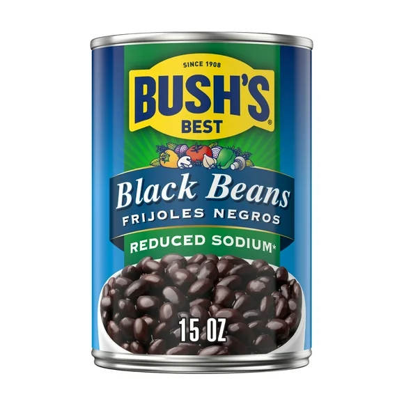 Bush's Reduced Sodium Black Beans, Canned Black Beans, 15 oz Can