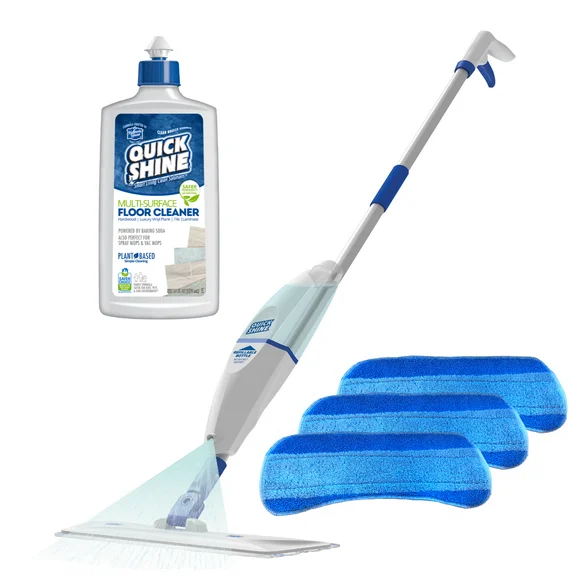 Quick Shine Spray Mop Combo Pack: Includes (1) Multi Surface Spray Mop, (3) Microfiber Pads and (1) 16 oz Multi-Surface Cleaner