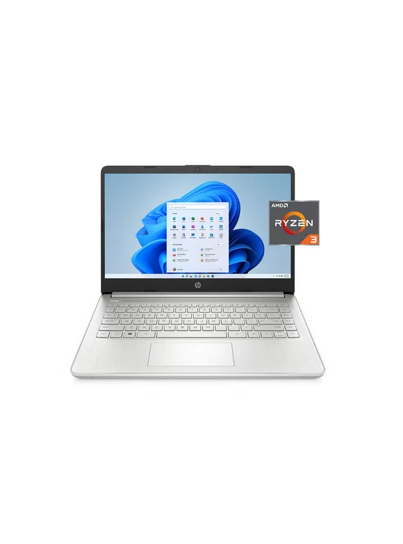 HP 14" Screen FHD Laptop Computer, AMD Ryzen 3-3250, 4GB RAM, 128GB SSD, Silver, Windows 11 (S mode), 14-fq0110wm