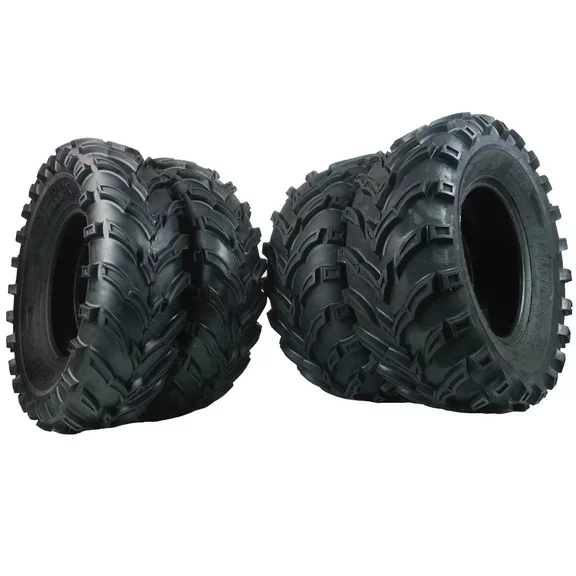 MASSFX MS ATV UTV Tires (2) 25x10-12 MS251012 & (2) 25x8-12 MS25812 6 Ply Front Rear Tire Set