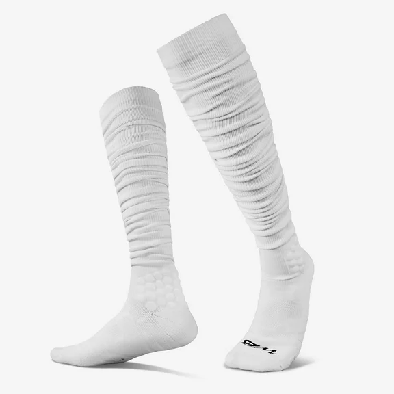 We Ball Sports White Extra Long, Over the Knee Padded Football Socks (WHITE XL, Men size 10-14)