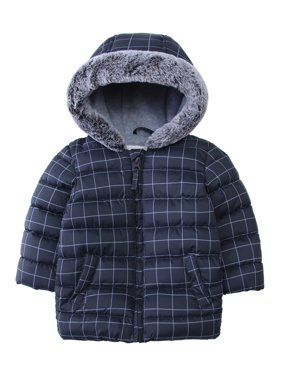 Rokka&Rolla Baby Boys' Quilted Fleece Hooded Puffer Jacket Winter Coat for Newborn Infant Toddler sizes 6-24 Months